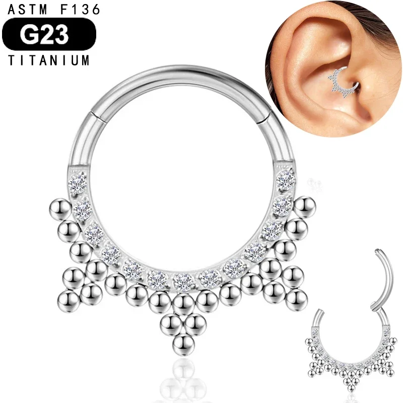 

Septum Piercings Titanium 16G Nose Ring AAA Cubic Zircon Body Clips Hoop Tragus Cartilage Earrings Jewelry Hypoallergenic