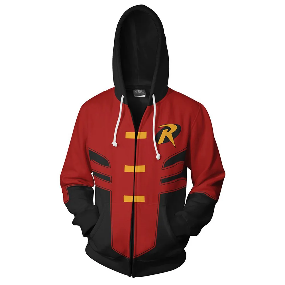 

Hot toys DC Comics superhero Robin series of the same 3D hoodie cosplay animation 3D Zip-up coat