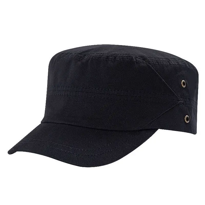 Military Hat Men's Adjustable Classic Plain Cap Vintage Army Military Cadet Style Hat Breathable Sun Protective Casual Cap
