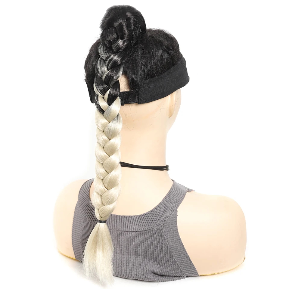 LUPU Synthetic Long Braided Overhead Ponytail Hair Ponytail Claw Clip Hair Extensions Drawstring  Hairpiece Pony Tail For Women