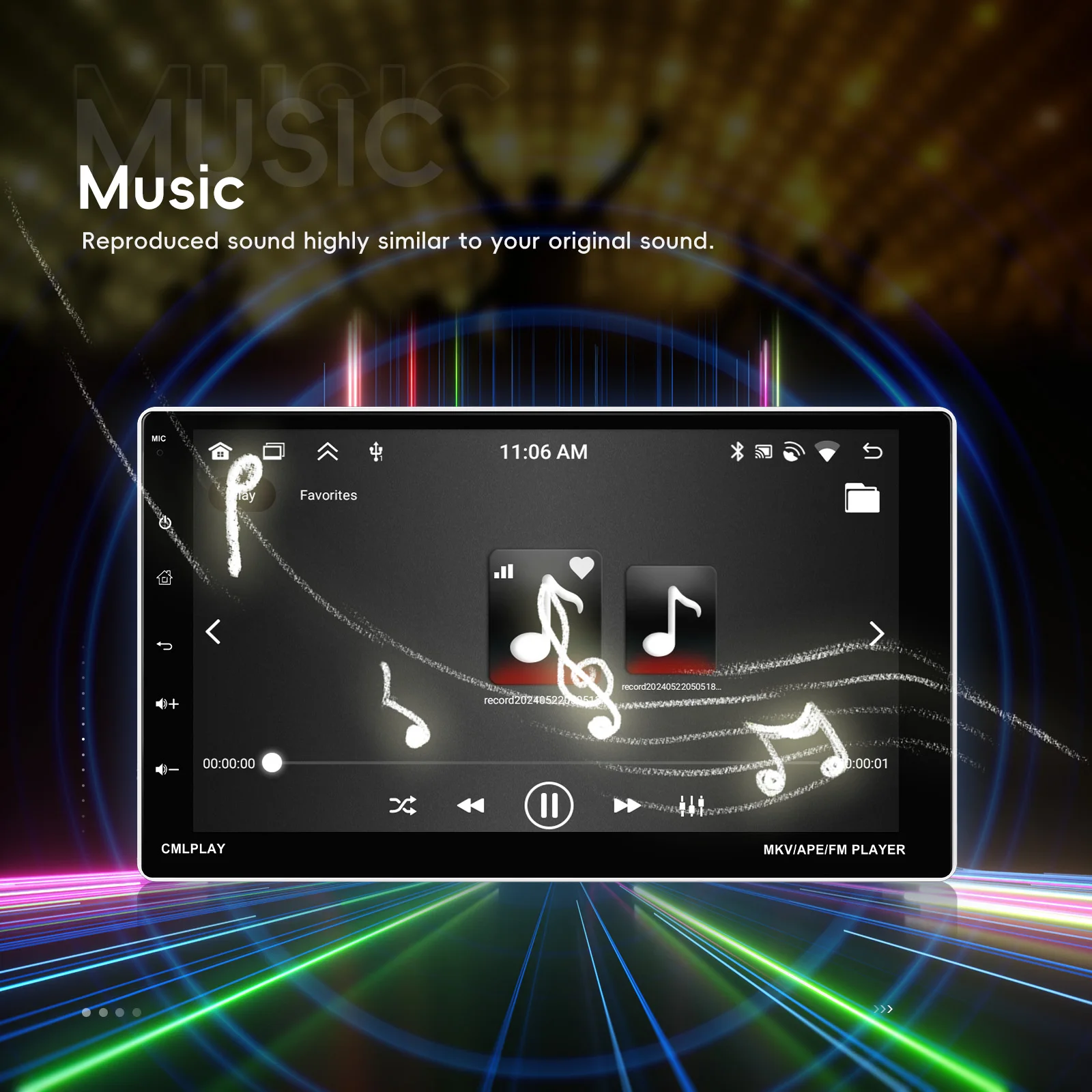 Podofo 1Din 4+64G Autoradio Carplay Android Auto GPS-Navigation WLAN Mirror Link Universelles Auto-Multimedia-Player BT FM-Radio USB – Detail 12