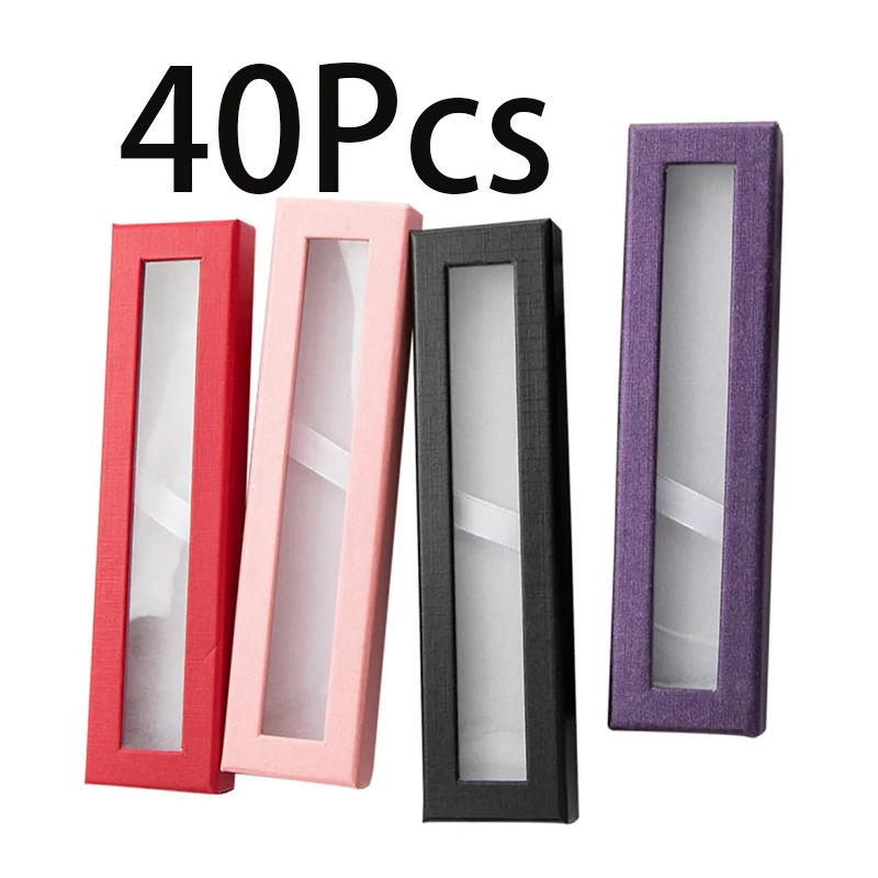 40Pcs Empty Pen Gift Box Pen Case with Clear Lid Cardboard Pen Box Pen Display Case for Presentation Jewelry Gift Packaging