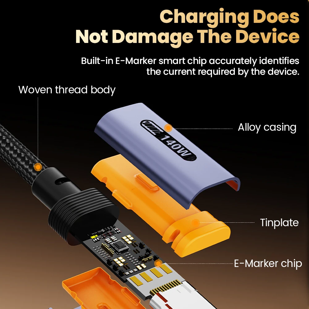 รูปสินค้า สายชาร์จ USB-C 140W ชาร์จเร็ว สำหรับ iPhone 17/Xiaomi/Samsung