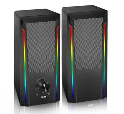 Enhanced RGB Bluetooth Desktop Speakers - 32W HiFi Stereo with USB and Aux - in Connectivity (9107)