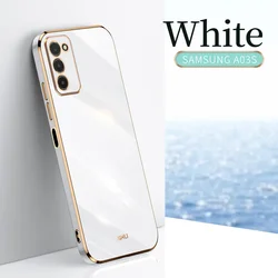 Ultra-Thin Fashion Square Frame Silicone Phone Case - Stylish Soft Back Cover for A03S (WHITE)