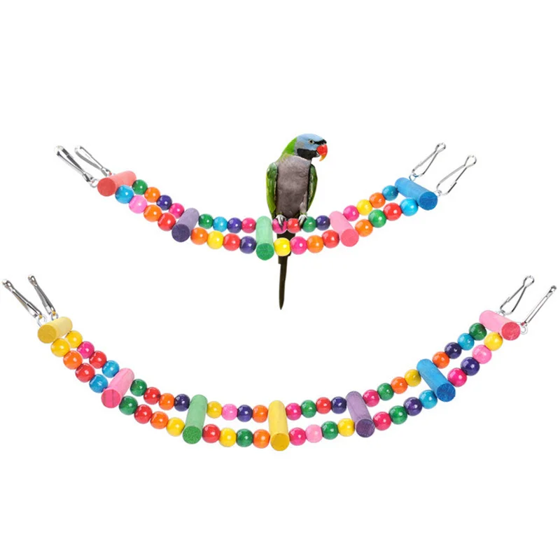 Parrot Toy Bird Toy Bird Swing Toy Bird Toys Set Swing Chewing Training Toys Small Parrot Hanging Hammock Parrot Cage Bell Perch with Ladder Pet Supplies
