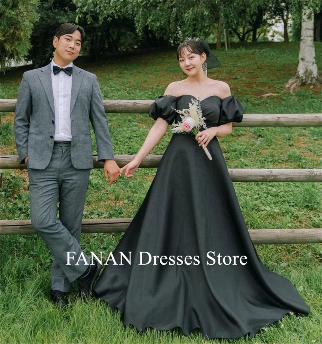 

Женское платье без бретелек FANAN, вечернее ТРАПЕЦИЕВИДНОЕ ПЛАТЬЕ с пышными рукавами, элегантное платье в Корейском стиле для свадьбы, выпускного вечера
