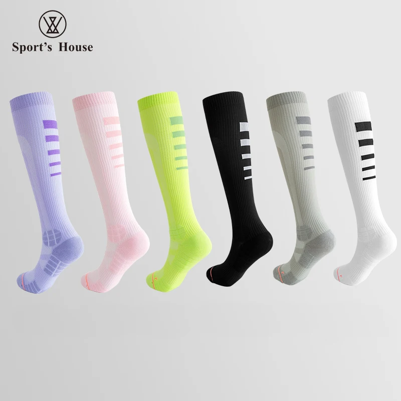 

SPORT'S HOUSE Women's pressure stockings Towel sole elastic elastic socks slim leg sweat absorbent non-slip sports socks