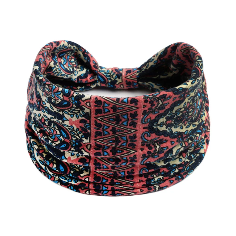 Neues böhmisches breites Stirnband für Damen, geknotet, Yoga-Hijab, gestreiftes Stirnband, elastisches Hijab-Stirnband, Haarschmuck – Detail 9
