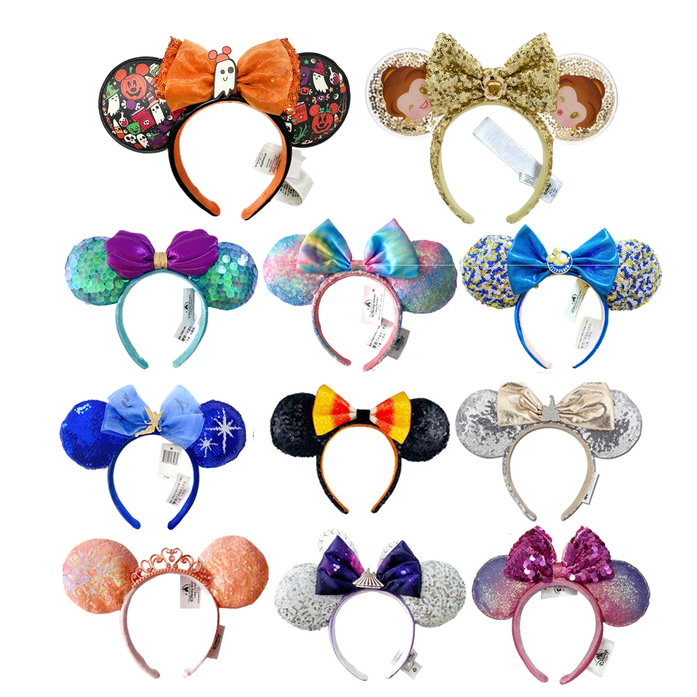Disney Mickey Mouse Ear Headband New Minnie EARS Yellow Bow Flowers EARS COSTUME Headband Cosplay Plush Adult/Kids Headband Gift