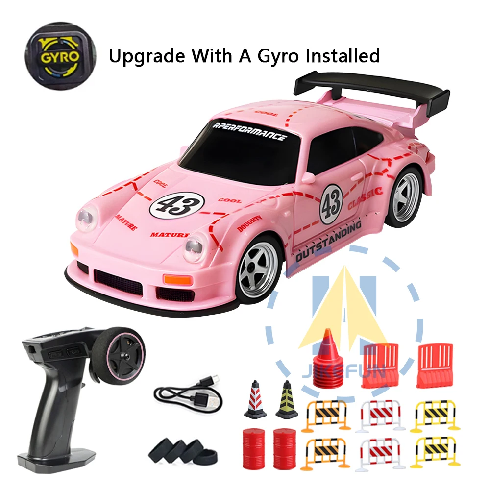 자이로 15km/h 고속 레이싱 차량 1/43 RC 드리프트 자동차 LED 조명이있는 2.4G 원격 제어 표류 자동차 어린이를위한 장난감