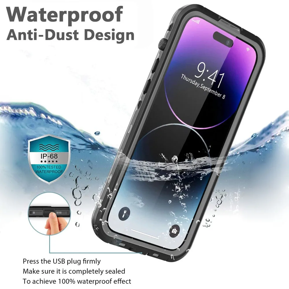 

Водонепроницаемый чехол для iPhone 15 14 13 Pro Max 15 Plus