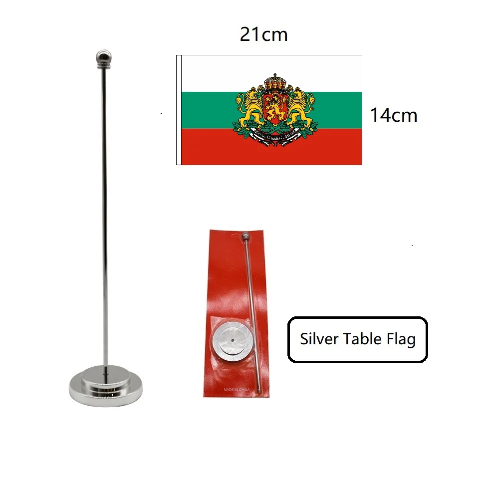 Bulgarien 14x21cm Büro Schreibtisch Flagge Desktop Flagge mit 30cm Pole Bulgarien Schnur Flagge Home Festival Events Feier Dekorationen – Detail 10