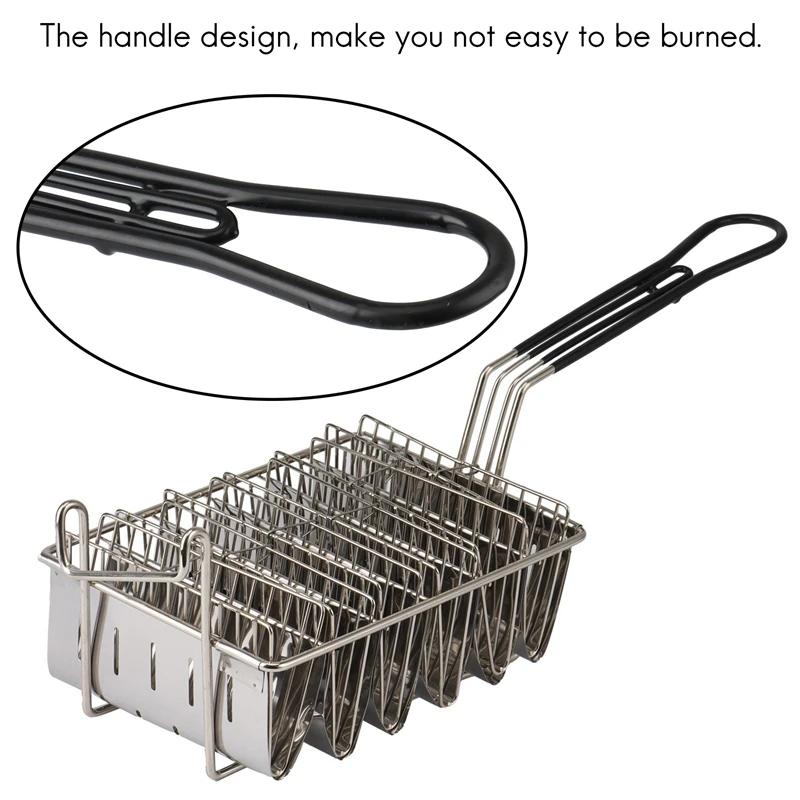 Taco Fryer Basket, Taco Shell Fryer, Holds 6 Shells Deep Fryer Holders Basket With Grip Handle Holder Stand
