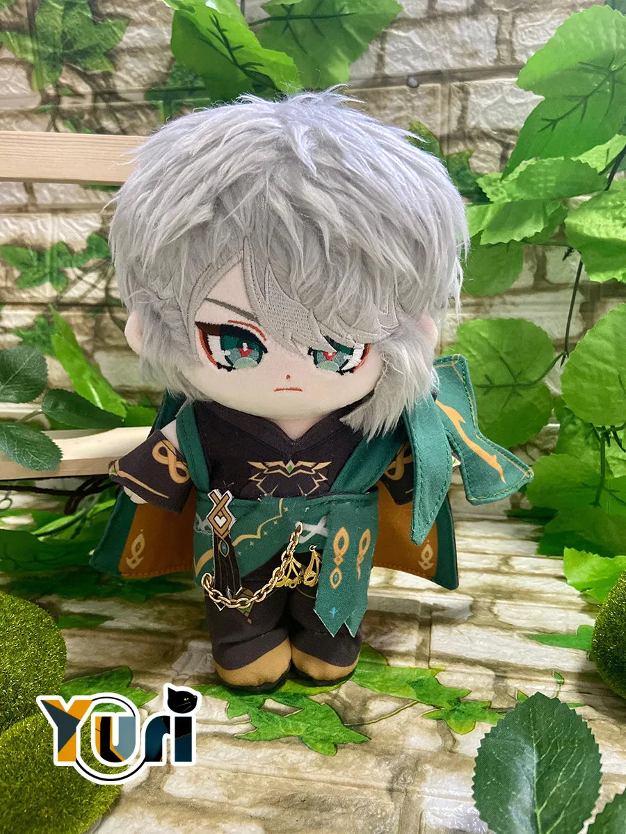 

New Genshin Impact Alhaitham 20cm Plush Doll Change Clothes Costume Glasses Outfit Toy Body Soft Cosplay Gift C KM