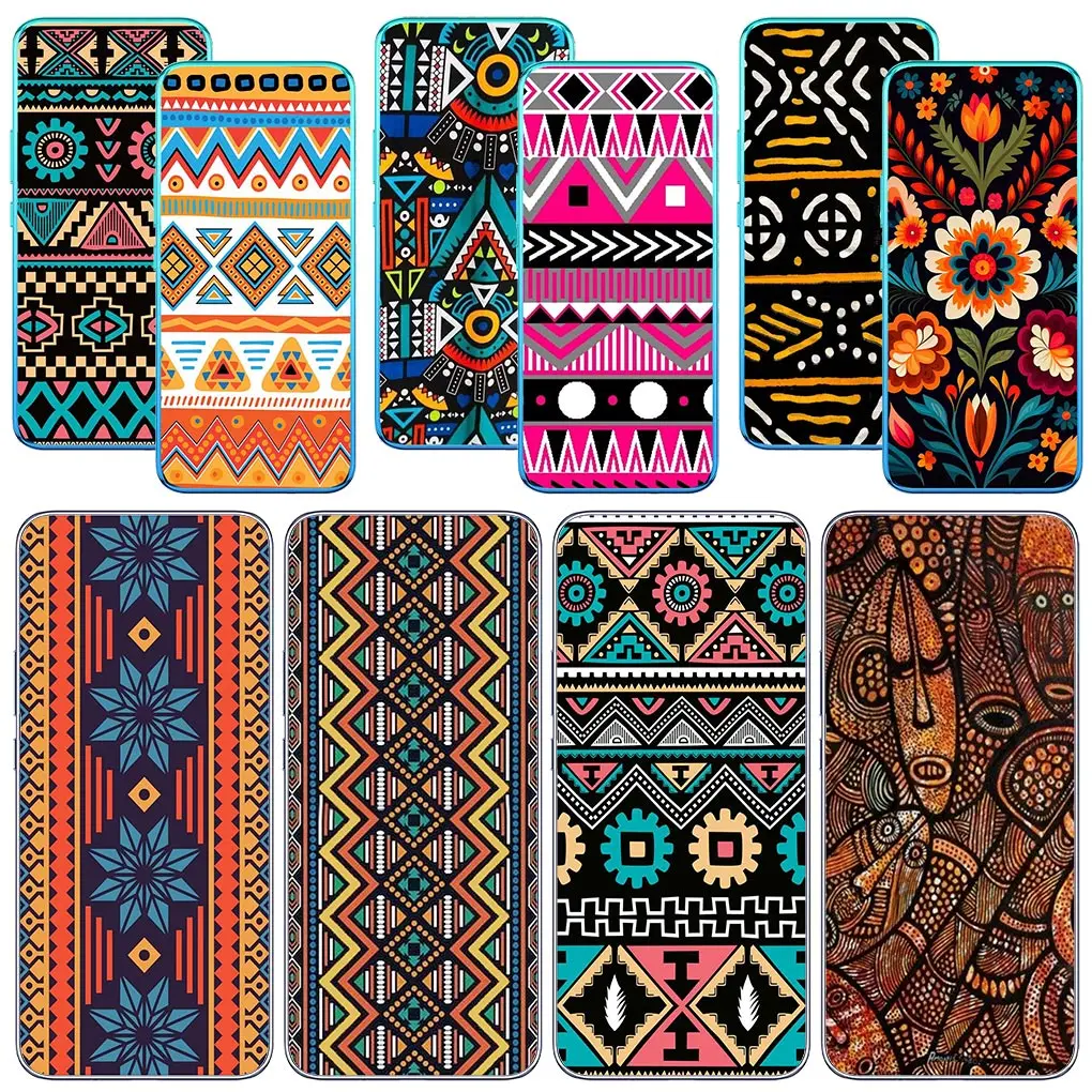 African Wax Aztec Tribal Tribal Tribe Cover Colorata Per Motorola Moto Edge 40 Pro 30 Neo 20 One Fusion G200 E22 E40 E30 E22I Case