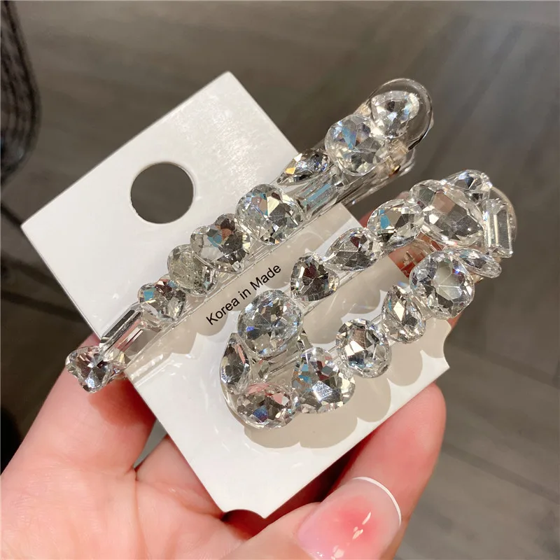 New Luxury Zircon Super Flash Hair Clips Sense of Niche Oval Fairy Bangs Side Clip Girl Heart Fashion Versatile Hair Accessories