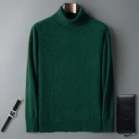 Autumn and Winter Men's Turtleneck 100% Mink Cashmere Sweater Men 2024 Large Size Loose Knitted Sweater Keep Warm Top Men Jumper 1