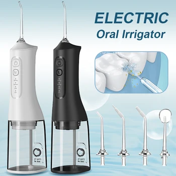 Irrigatore orale portatile Acqua Flosser USB ricaricabile Getto d'acqua dentale 300ML Serbatoio d'acqua Detergente per denti impermeabile per l'igiene orale 1