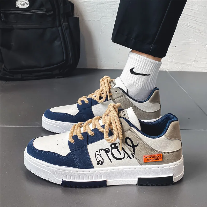 New Fashion Designer Shoes Men Casual Platform Sneakes Lace Up Trainers Student  Mens Vulcanized 