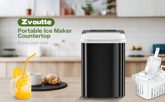 Portable Countertop Ice Maker Machine - Zvoutte Self-Cleaning Countertop  Ice Makers with Ice Scoop and Basket, Black - AliExpress