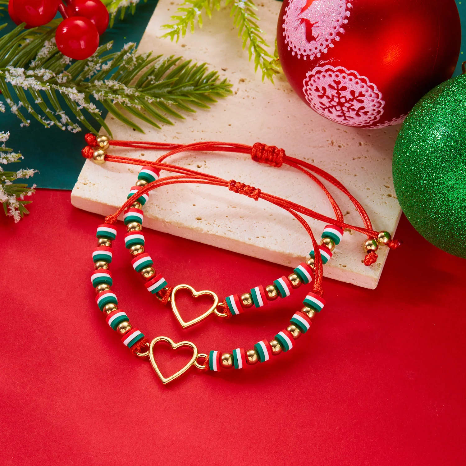 Minimalistische Weihnachten handgemachte geflochtene Armbänder für Frauen Männer Weihnachtsmann Schneeflocke Anhänger Armband Weihnachten Party Schmuck Geschenke – Detail 9