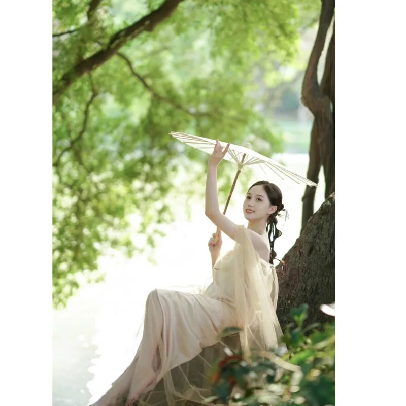 Silk Cloth Lace Umbrella for Women Costume Photography Props Tasseled Chinese Classical Oil-paper Parasol