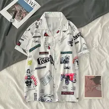  Vintage Button Up Shirt Summer Fashion Cartoon Blouses for Women Korean Fashion Blusas De Mujer Streetwear Casual Y2k Tops Femme 