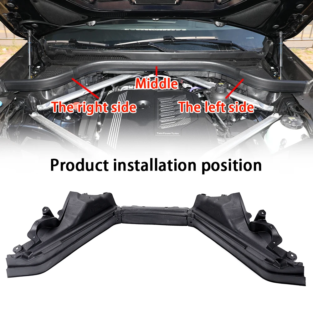 Car Engine Upper Compartment Partition Panel Set For BMW X5 X6 E70 Black Plastic 51717169420 51717169421 51717169419
