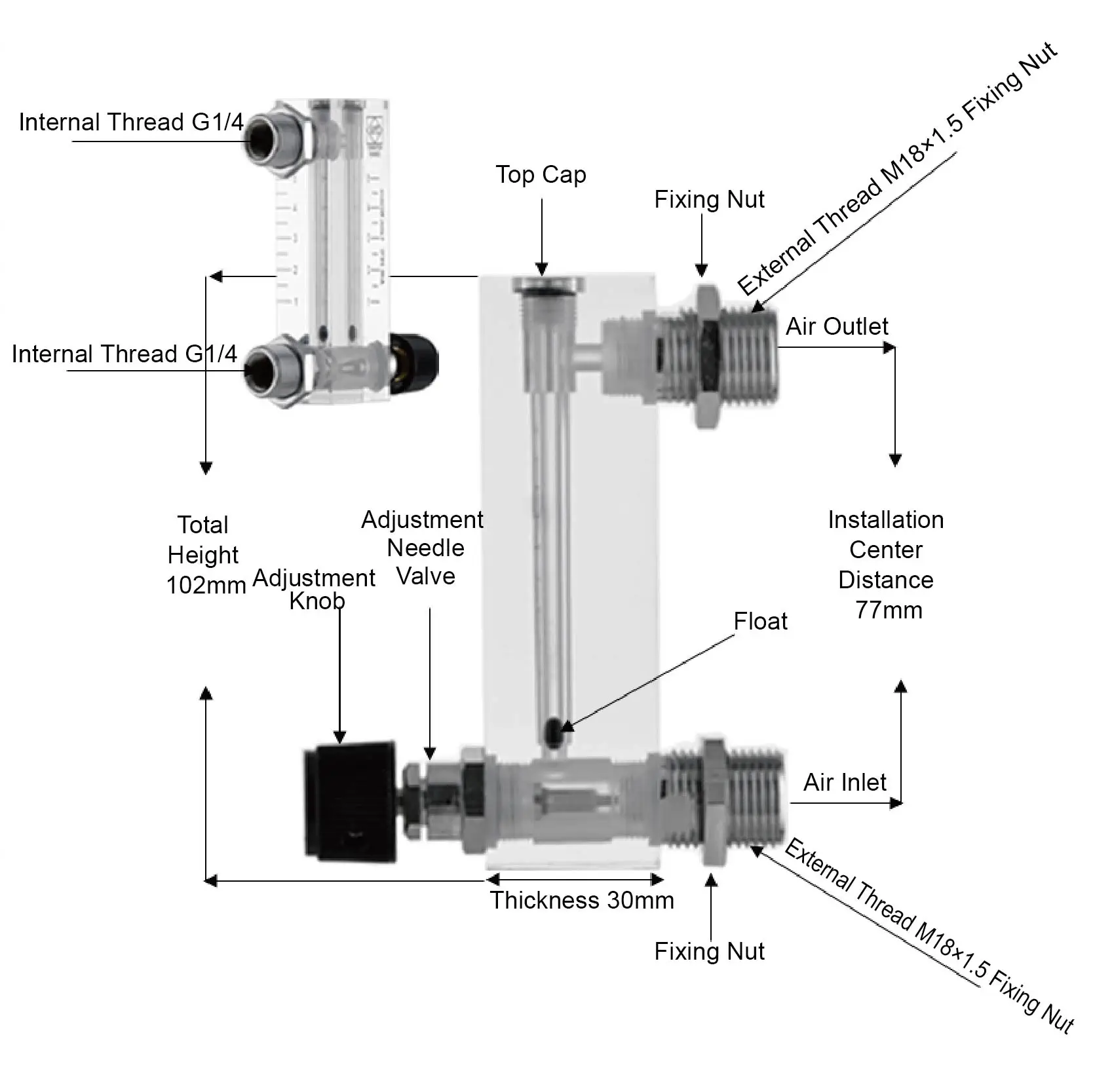 LZM-6T plexiglass float flow meter panel mount low flow gas rotameter industrial acrylic air variable area meter water flow meter digital turbine flow meter turbine flow meter