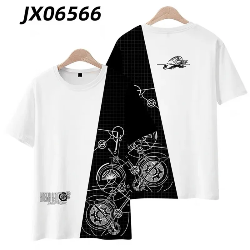 

NOVO!! Steins gate 3D impression ã o camiseta ver ã o moda em torno do pesco ç o manga curta quimono popular anime japon