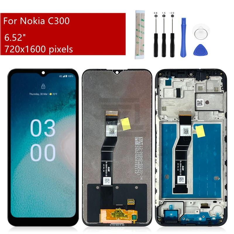 

For Nokia C300 LCD Display Touch Screen Digitizer Assembly With Frame Display Replacement Repair parts 6.52"