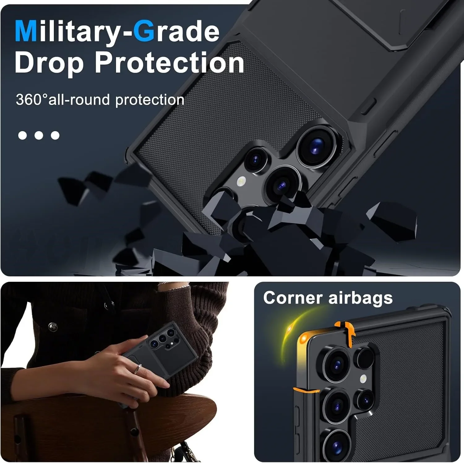 Card Holder Case: Heavy Duty Wallet with Hidden Flip Slot Protective Cover