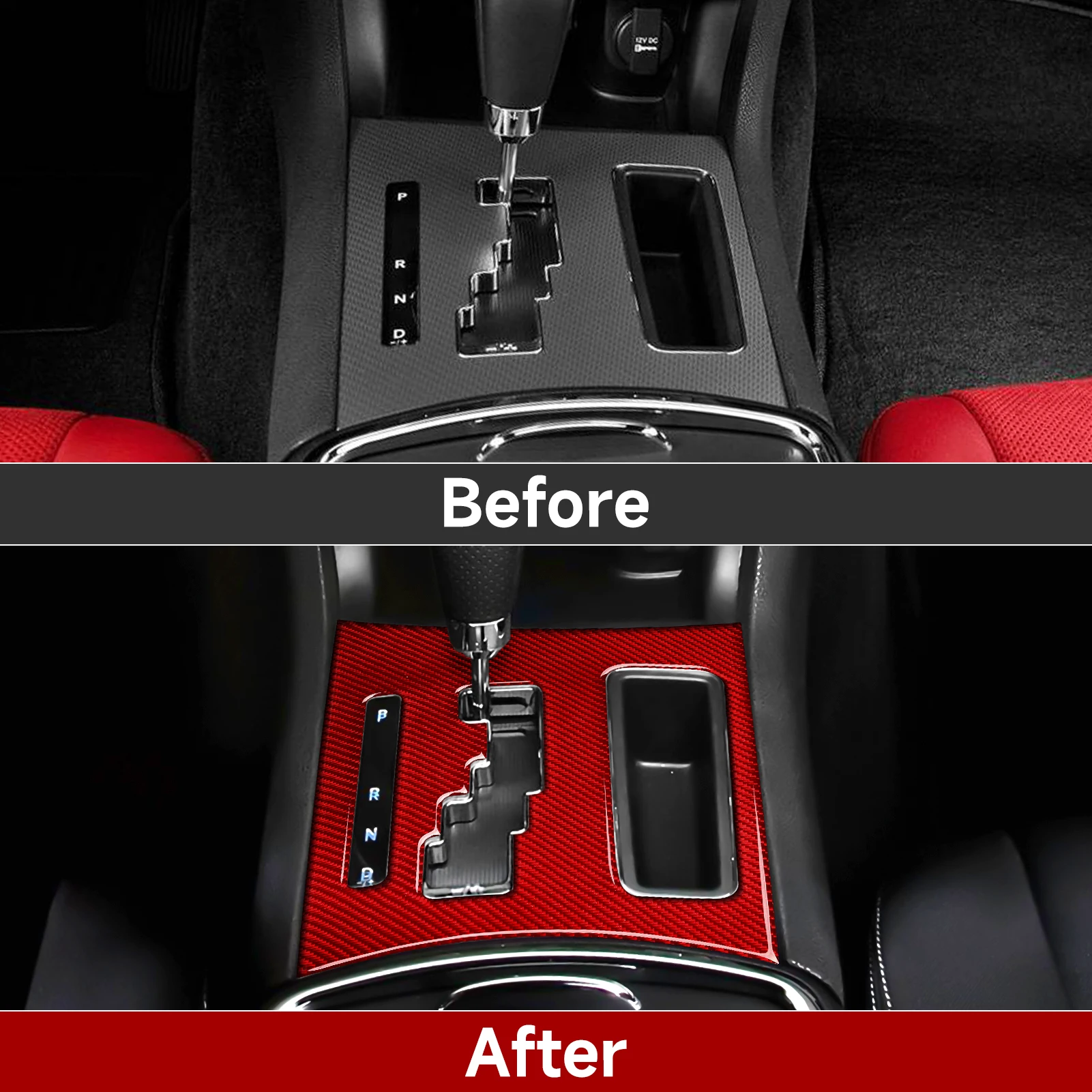 크라이슬러 300 (2011-2014) 센터 콘솔 기어 시프트 패널 소프트 카본 파이버 인테리어 스티커 자동차 트림 액세서리