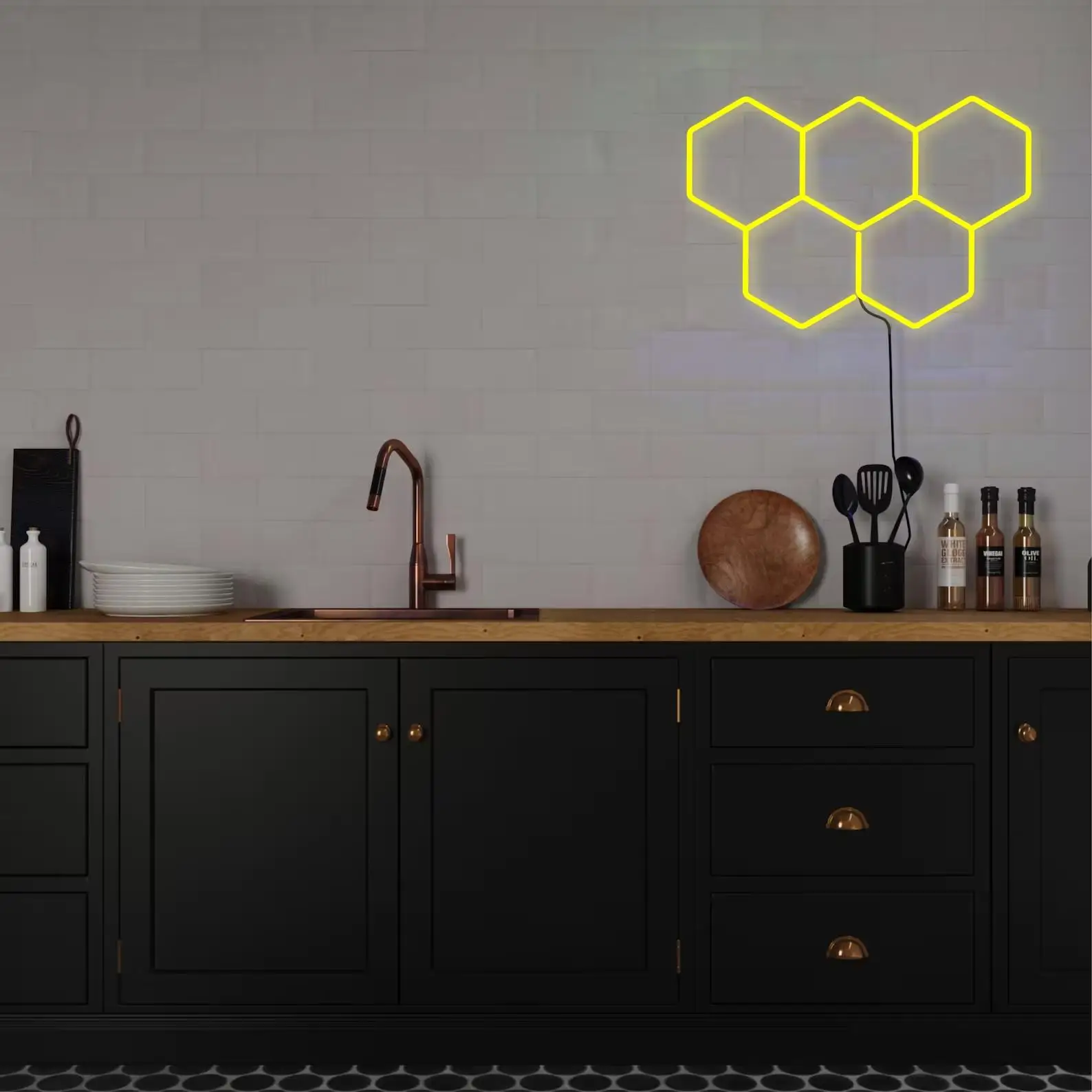 

Honeycomb Neon Sign USB Powered for Room Decor, LED Neon Light Dimmable Night Light for Bedroom Hotel Wall Art Birthday Gift