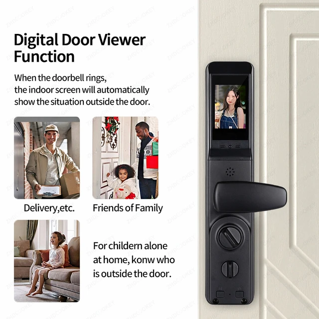 3D Face Recognition Tuya Wifi APP Smart Lock Fingerprint Password IC Card Code Biometric Key Voice Intercom Electronic Door Lock 3