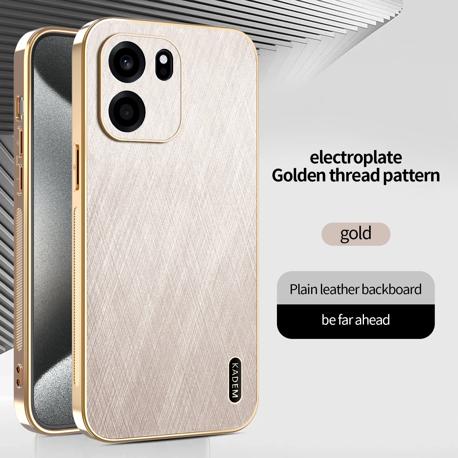 Luxury Gold Silk Skin Shockproof Case with PU Leather Cover