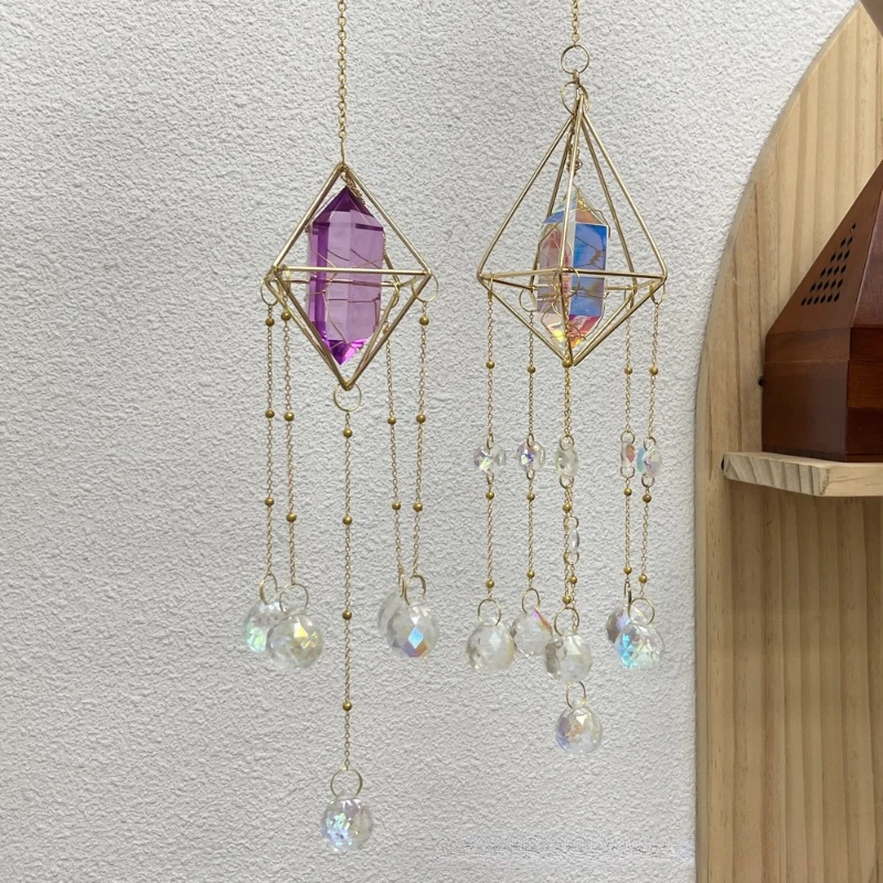 Crystal Windchime Love Heart Pendant Hanging Wind Chimes Sun Catchers Window Rainbow Chaser Outdoor Garden Home Decor Gifts 2