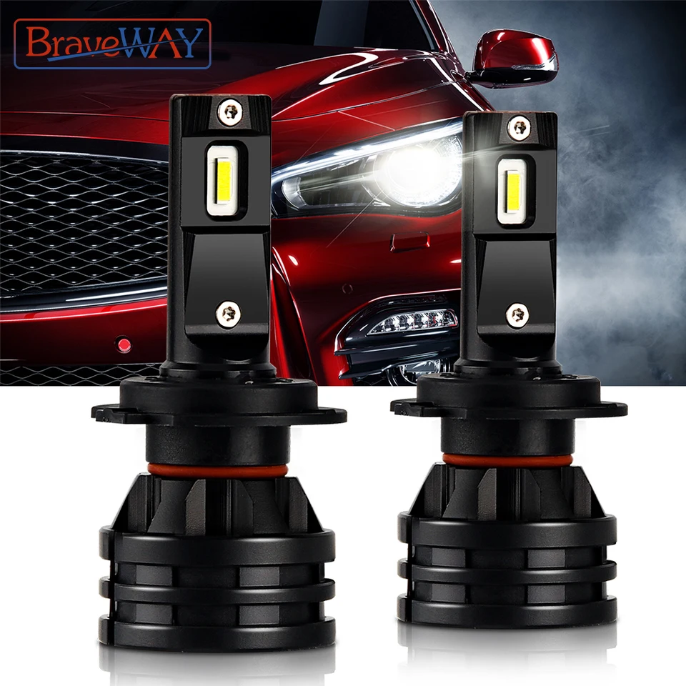 BraveWAY Car Lights H4 LED H7 16000LM H1 H3 H8 H11 LED Atuo Lamp for Car  Headlight Bulb HB3 HB4 9005 9006 Turbo LED Bulbs 12V