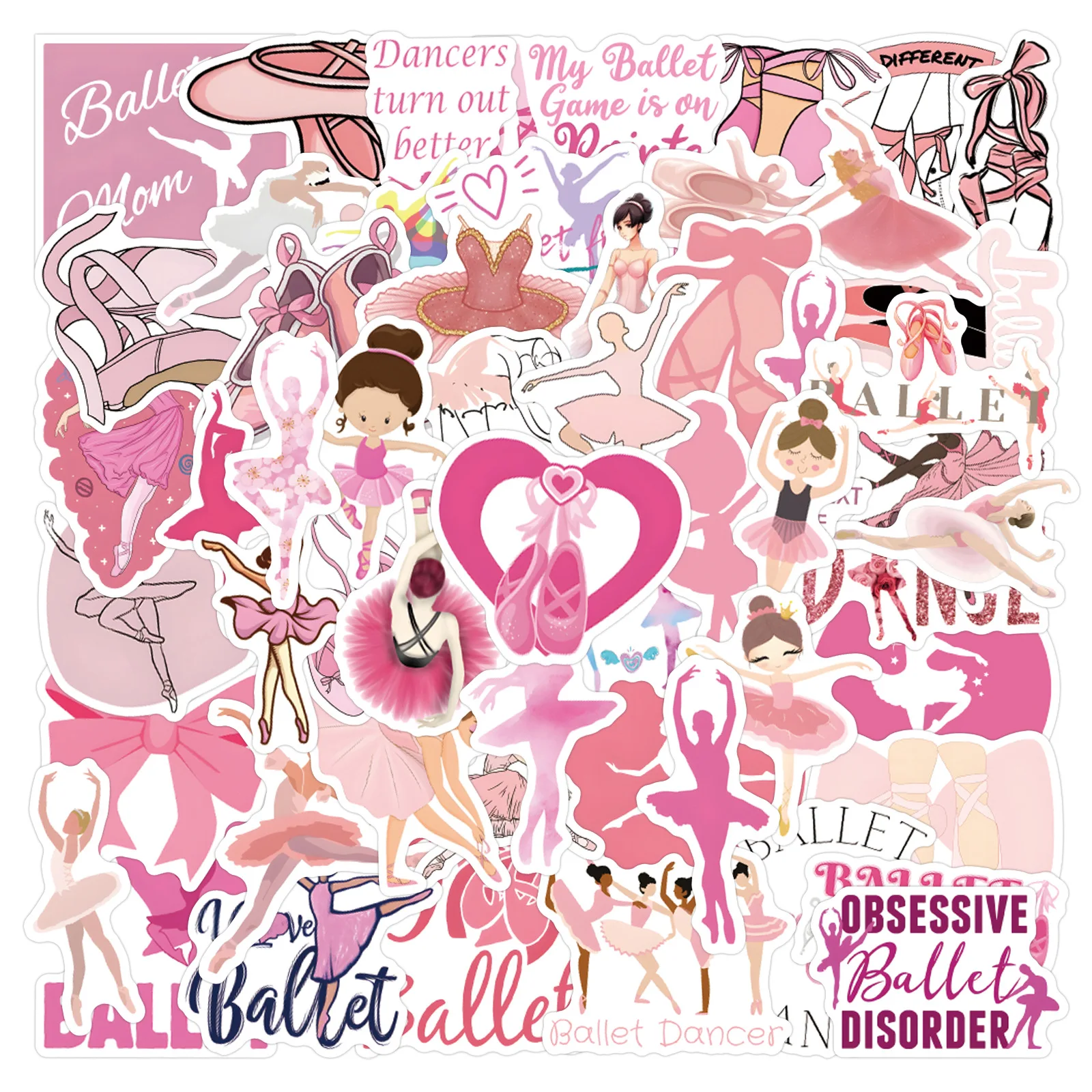 Topmodel Malbuch Set 100 Rosa Ballett Aufkleber - Niedliche DIY Sticker Für  Mädchen 4-8cm Journal Sticker, image size:1600x1600