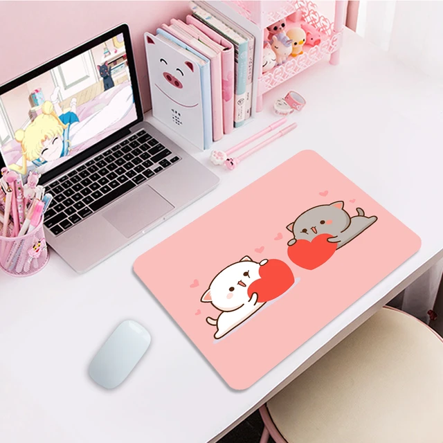 Em promoção! Kawaii Pequeno Dos Desenhos Animados De Pêssego Mochi Gato  Mouse Pad Anime De Jogos Acessórios Teclado Pc Gamer Secretária Tapete  Varmilo Bonito Tapete De Rato Do Portátil