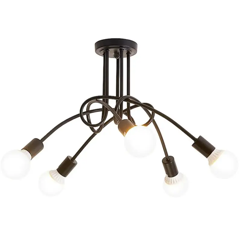 

5 светильник, современное освещение для фермерского дома, полуутопленное крепление, потолочная лампа, ретро железная подвеска, фотолампа для спальни, кухни