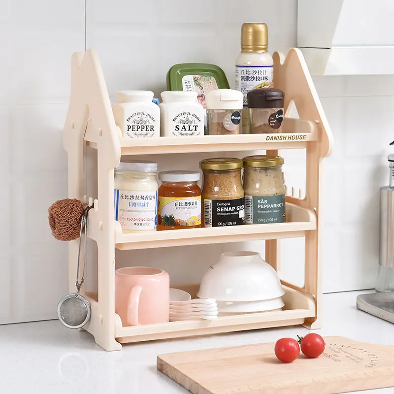 Kitchen Storage Rack Bathroom Organizer Drain Holder Seasoning Bottle Cutlery Kitchen Items Sundries Stationery Toiletries Shelf