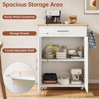 Kitchen Island Cart with Storage, Small Kitchen Island on Wheels with Large Drawer, Adjustable Shelf & Towel Rack,, Customized 5