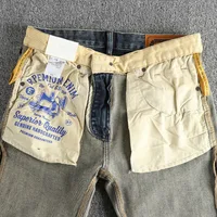 Jean Vintage Blanc Brodé pour Homme, Pantalon Slim à Jambes Droites, Assressentià Tout, à la Mode 3