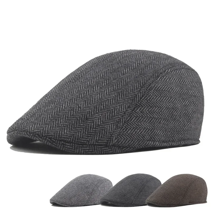 Retro Classical Wool Caps Men British Artist Painters Hats Autumn Winter Berets Herringbone Flat Peaked Cap Hip Hop Berets beret hat,woolen beret
