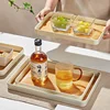 Japanese Style PP Imitation Bamboo Pattern Storage Tray Rectangular Thickened Teapot Plate Multifunctional Kitchen Storage Tools 3