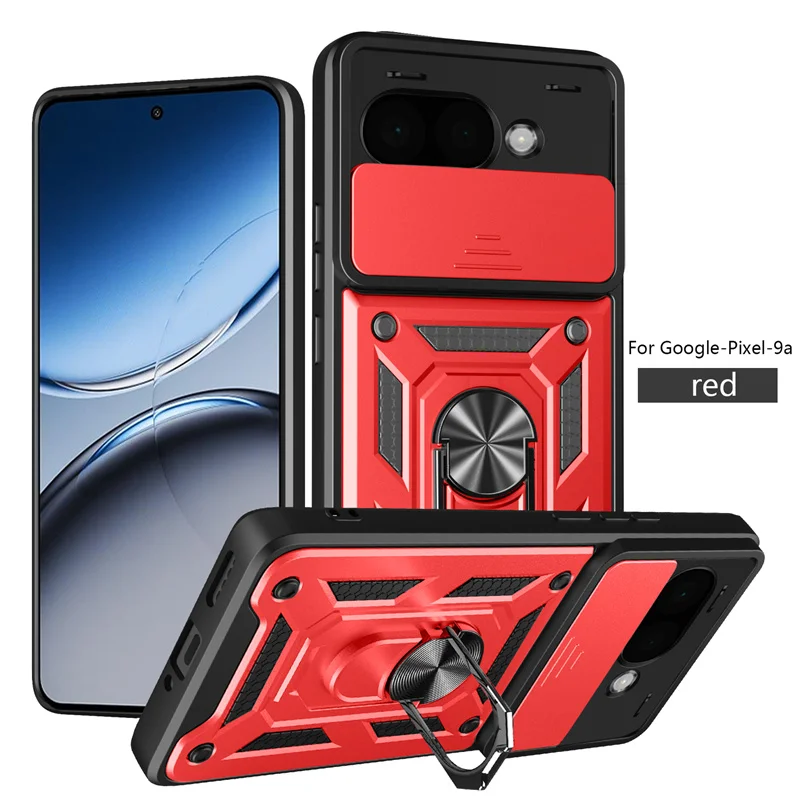 Magnetic Ring Armor Phone Case with Camera Protection and Car Mount Holder