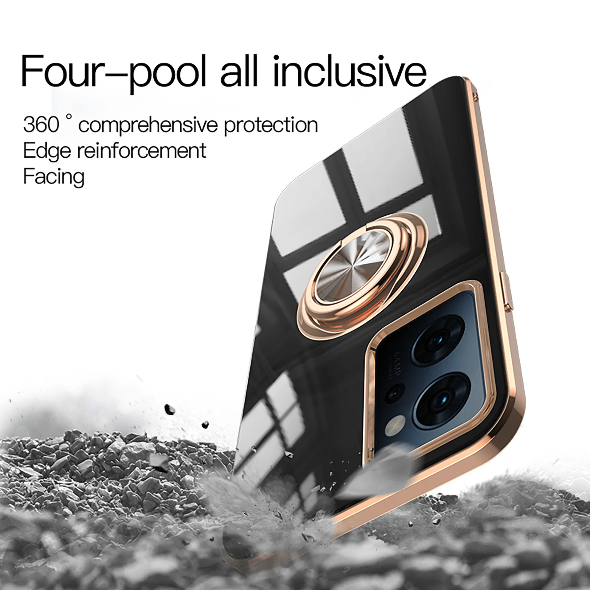 Ring Plating Magnetic Case Phone Case Phone Protector Cover For OPPO Reno 9A Reno 7A 5A Japanese version Cover Luxury Color Anti-knock Cases for Reno5A Reno9A