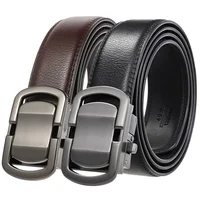 Men's Novel Automatic Buckle Belt - Genuine Cowskin Leather, 3.5cm, Business Style, Size 150-200cm